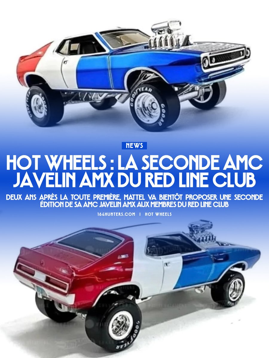 164hunters's tweet photo. 🇫🇷 Hot Wheels : La seconde AMC Javelin AMX du Red Line Club
🇯🇵 ホットウィール:レッドラインクラブの2台目のAMCジャベリンAMX
🇺🇸 Hot Wheels: The second AMC Javelin AMX from the Red Line Club
---
#HotWheels #RedLineClub #AMC #Javelin
▶ Lien en commentaire https://t.co/6apJI4S13U