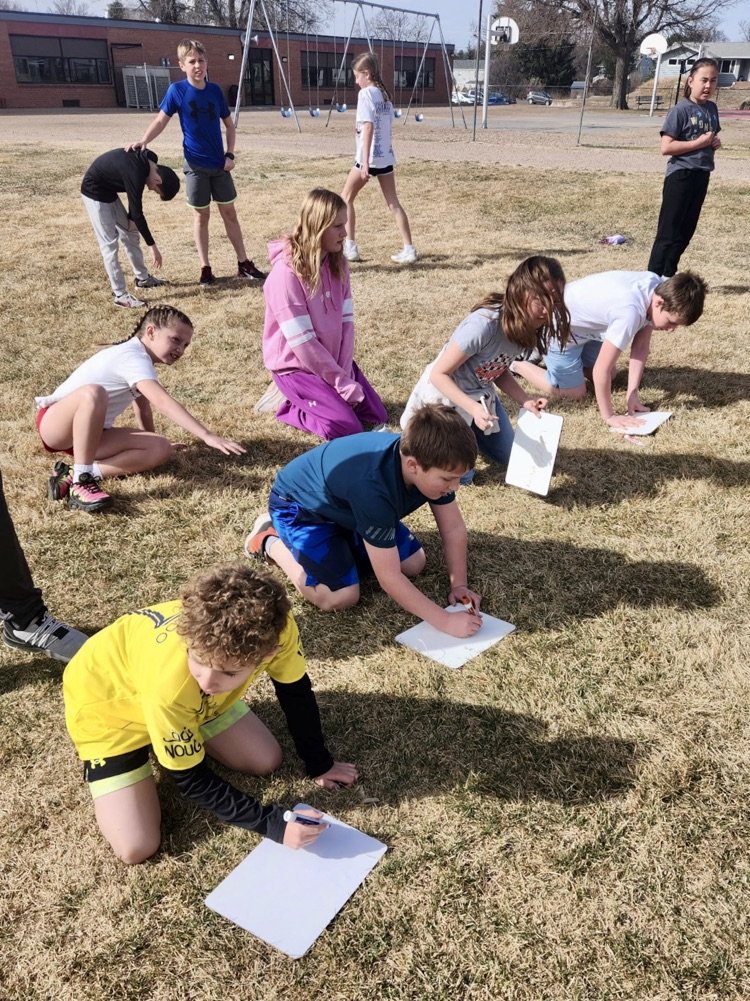 PCS_Pride's tweet image. 5th Gade ELA:
   Mrs. Turner and her students took advantage of the beautiful weather during class.  Students went outside and competed against each other in a relay-race to practice their spelling words.
#makelearningfun
#plainsmenpride