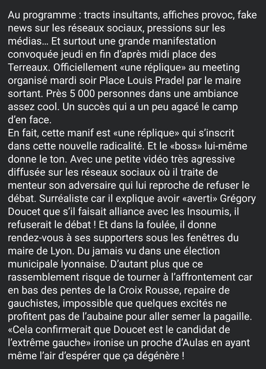 Metro_Lyon2026's tweet photo. Le billet de campagne d'entre-deux tours de Philippe Brunet-Lecomte (via Facebook) https://t.co/Tgs0KBIbgz