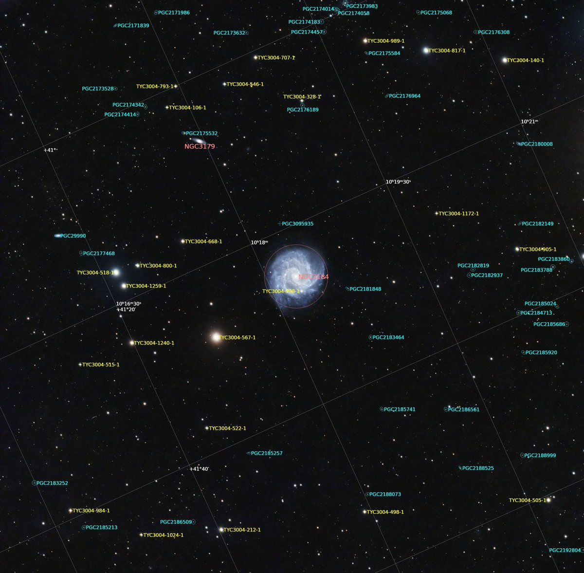 Sydenham007's tweet photo. NGC 3184 The Little Pinwheel Galaxy and friends from my back garden
 
PGC 2181848 (seen just right of centre) is 1.26 billion years distant and moving away from us at 1\10th the speed of light!
#astrophotography #astronomy https://t.co/gPJpQyk8W0