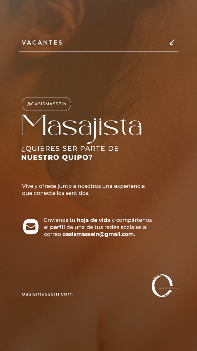 OasisMassein's tweet photo. #vacante #masajista #trabajosihay #nuevotrabajo O escríbenos a nuestras líneas de contacto +57 310 7450849 🍃 +57 320 5212139 https://t.co/gkv31DsLqT