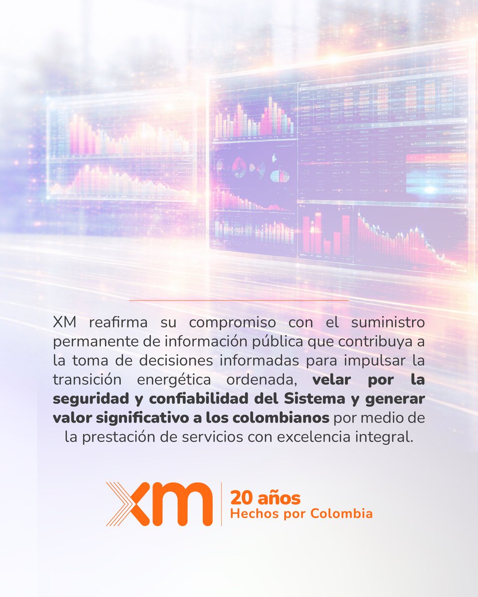 XM_SA_ESP's tweet photo. ...considerando el comportamiento de la hidrología, la demanda, la disponibilidad de combustibles, los recursos de generación y el estado de las redes de transmisión, entre otros, por medio de escenarios que permitan la operación segura, confiable y económica del SIN. https://t.co/6JPJd2LK7S