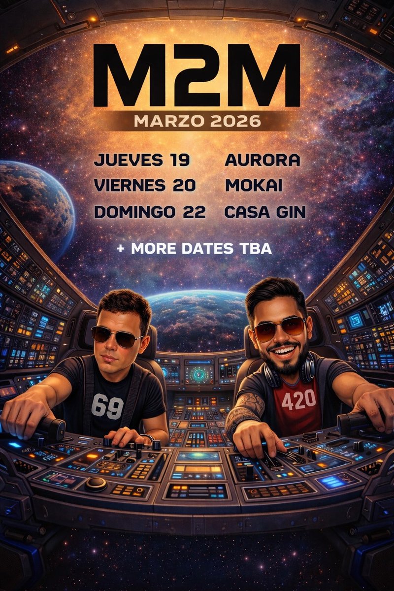 M2Mpy's tweet photo. Ya estamos listos para el fin de semana! 
Nos vemos en la pista de baile 🪩🔥

Jueves - Aurora Club 
Viernes - Mokai 
Domingo - Casa Gin https://t.co/bH2nwJR0ql