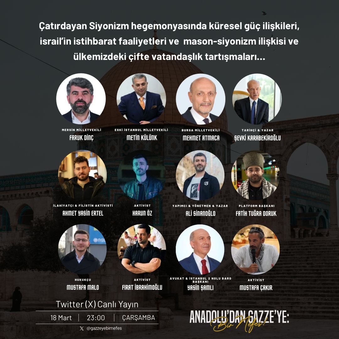 Çatırdayan Siyonizm hegemonyasında küresel güç ilişkileri, israil’in istihbarat faaliyetleri ve ülkemize zararları, mason-siyonizm ilişkisi ve ülkemizdeki çifte vatandaşlık tartışmaları…

Türkiye’de Siyonizme karşı olan aktivistlere hukukun “sopa” olarak kullanılması ve halkın