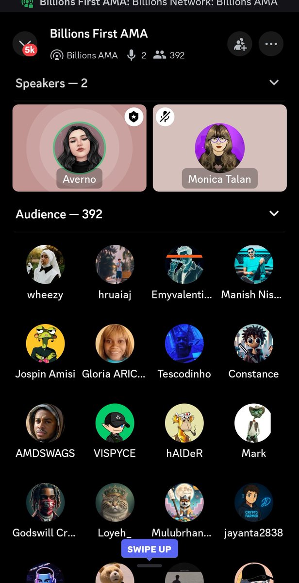 munimk93's tweet photo. Attending @billions_ntwk Ama
@monitalan and @HeyAverno are live on stage right now
Join the action in Billions Network Discord and don’t miss out
#BillionsNetwork #gbillions #DiscordCommunity #Crypto https://t.co/JmvbIfMejl
