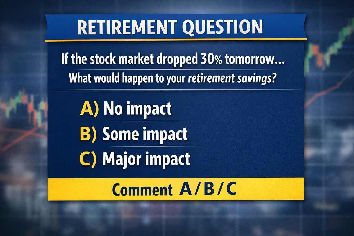 FAOAI's tweet photo. In 2008, many people lost a big part of their savings.

But some didn’t lose anything.

The difference wasn’t luck. It was strategy.

Quick question:

If the market dropped 30% tomorrow, what would happen to your savings?

A) No impact
B) Some impact
C) Major impact
👇 A / B / C https://t.co/NcTmVrQ44y