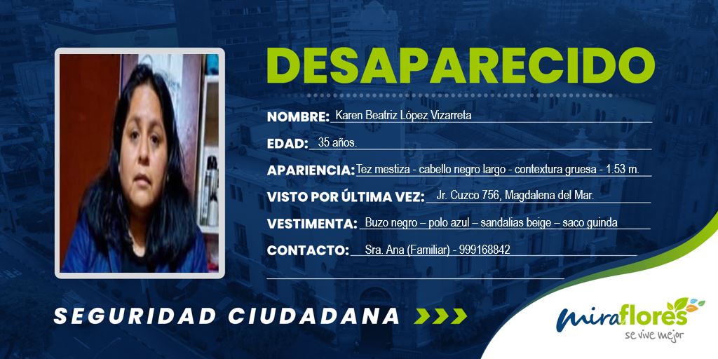 🔴 Ayúdanos a encontrarla, sus familiares la esperan. 📷 Dale RT para difundir la información.