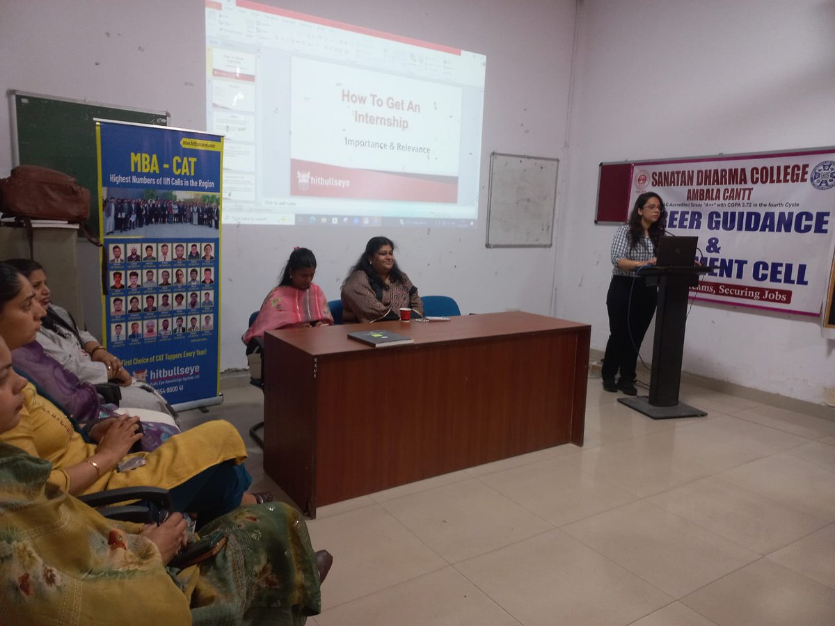 cgpcsdc's tweet photo. The Career Guidance &amp; Placement Cell, in collaboration with the Management Association, Sanatan Dharma College, Ambala Cantt., successfully organized an insightful session on “Internship Opportunities for Students. https://t.co/sdAj7J19bL