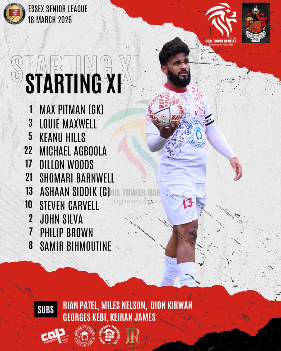 SoulTHFC's tweet image. Starting XI vs Harwich &amp;amp; Parkeston FC

Max, Louie, Keanu, Michael,Dillon, Shomari, Steven, John, Phil, Samir
Ashaan (C)

Subs: Rian, Miles, Dion, Georges, Keiran

Let’s go! 

#STHFC #ESL #Matchday