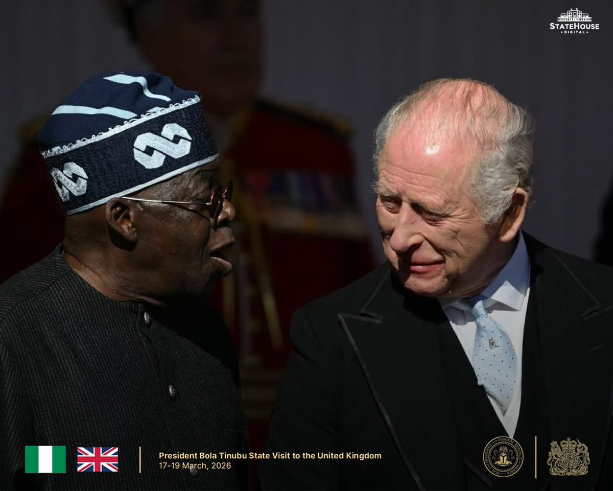 NGRPresident's tweet photo. President Bola Ahmed Tinubu with King Charles III during the ongoing State Visit to the United Kingdom. π³π¬π¬π§
@asovilladigital | @officialABAT | @UKinNigeria
#StateVisit #NigeriaUK #PartnershipsThatWork #RoyalVisit https://t.co/cyPtMQJEe9