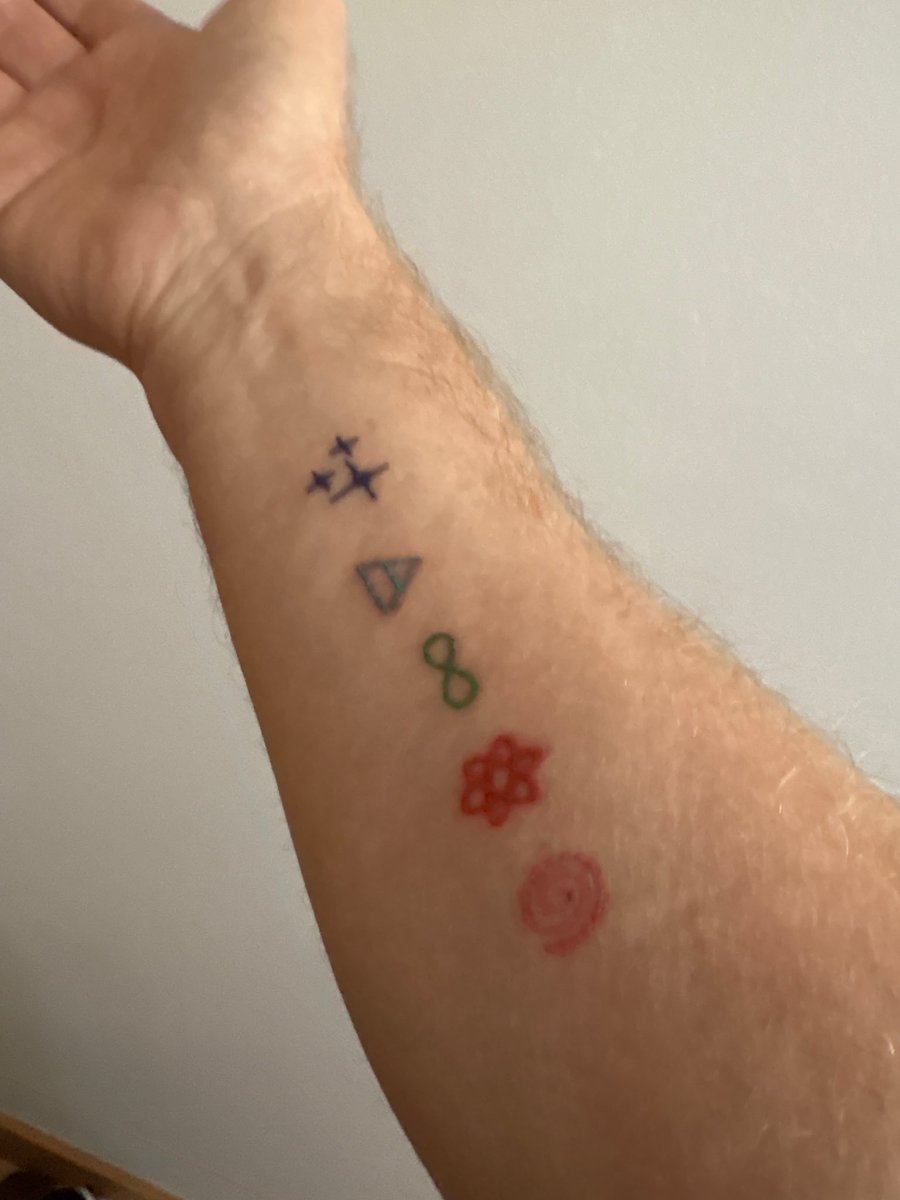 AlemEscritor's tweet photo. “Soy Alem, autor de ‘Un príncipe sin reino’. Corrijo despacio ‘Un reino para tres’ tras perder mucho en poco tiempo —mi madre Esther camina aún en calles adoquinadas que imagino.
En mi piel: espiral → átomo → infinito → triángulo → estrellas. Mapa de que soy puente entre lo perdido y lo eterno, entre ciencia y algo divino que nos observa.
Escribo para mantenerme en pie y convertir ausencia en reino. Si hay Dios, está en los patrones y en seguir.”