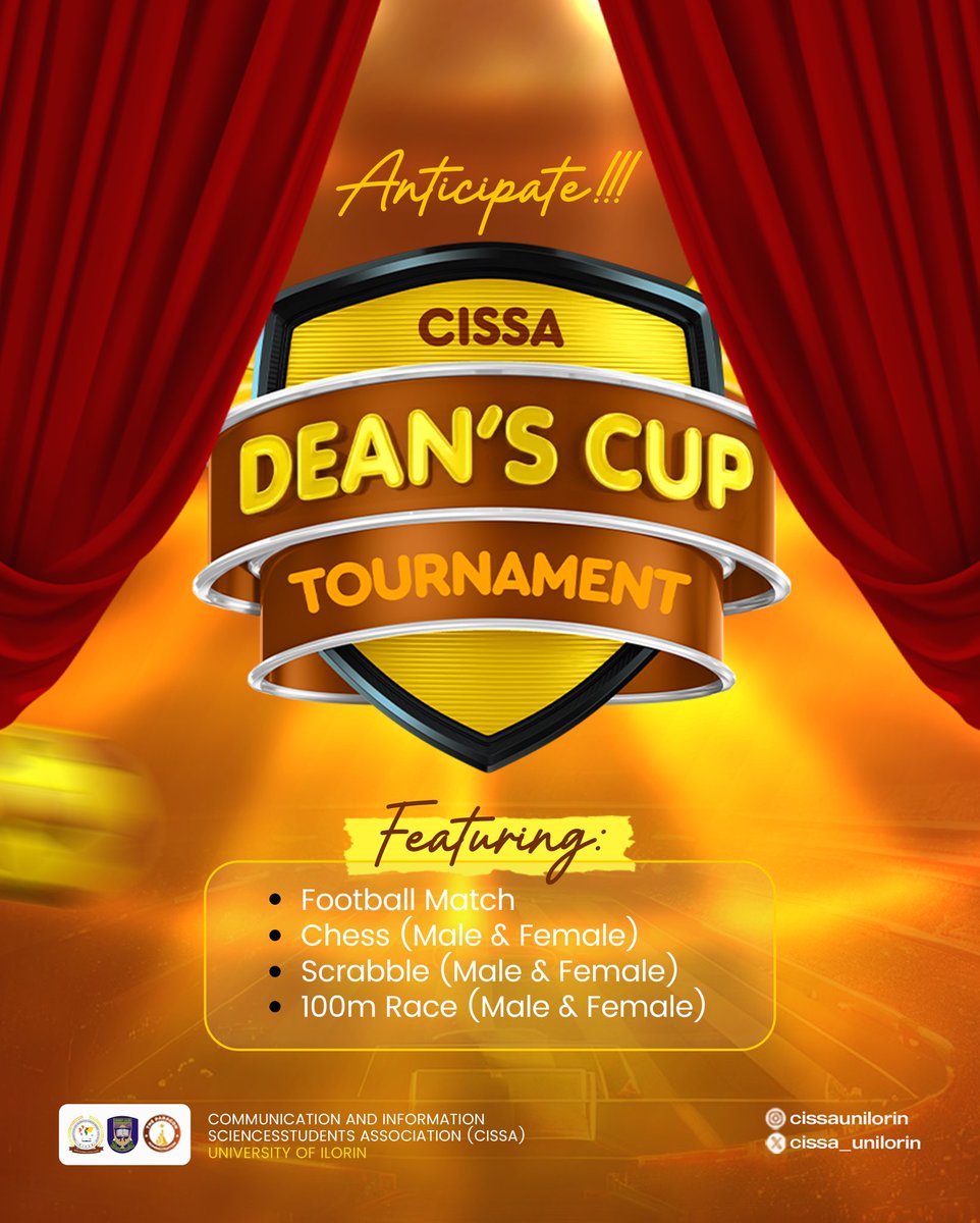 cissa_unilorin's tweet photo. Exceptional CISSAites, can you feel it?

The time is finally here to find out which department truly stands tall in sports! 🏆

Where it is CSC vs IT vs LIS vs MAC vs TCS… 🤩 https://t.co/IxffP6RwPk
