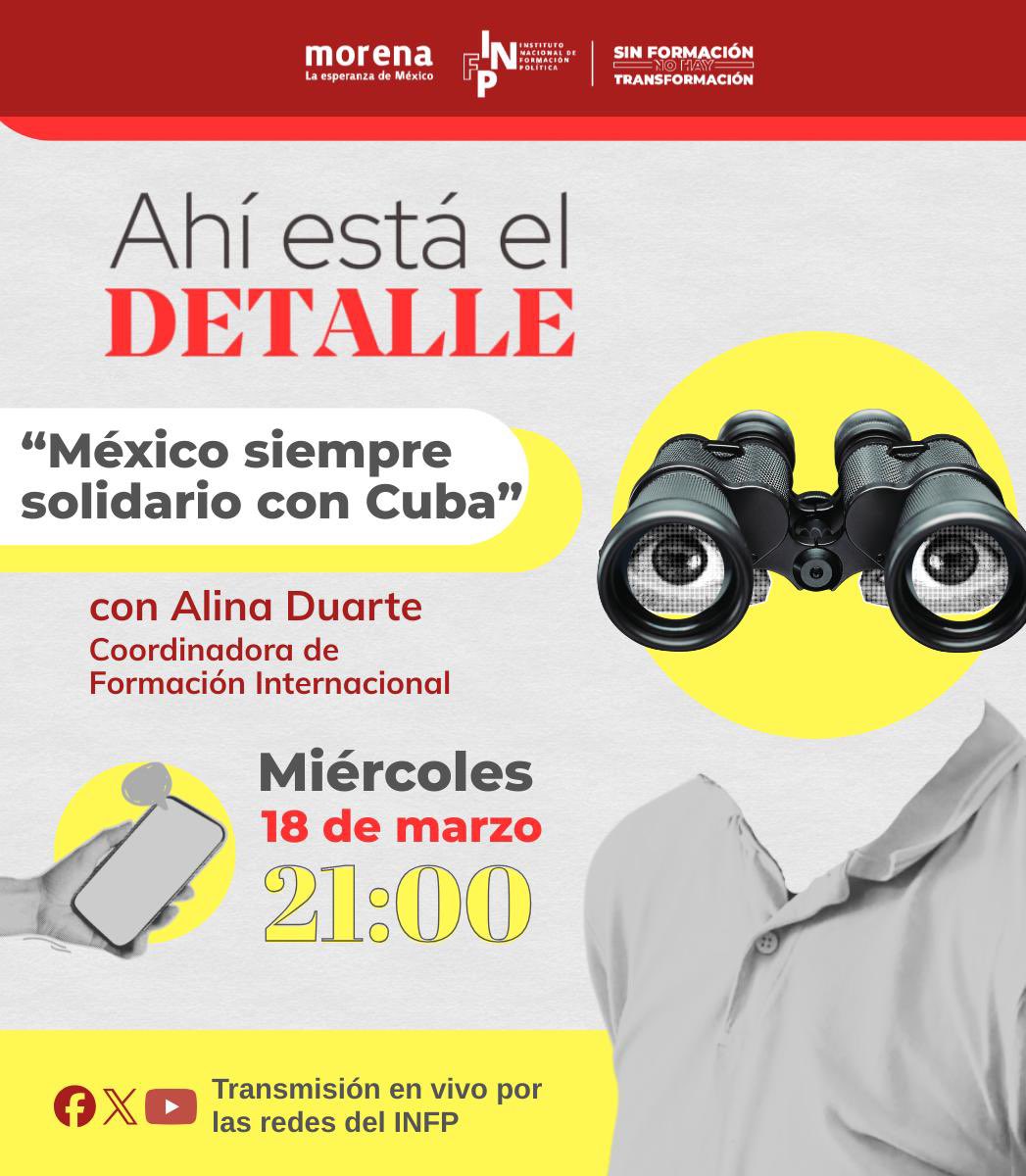 📣Excelente miércoles para todas y todos, conoce la cartelera formativa de hoy:

📌 Trinchera Norte: Resistencia Binacional - Las implicaciones geopolíticas de la guerra en Medio Oriente
⏰ 16:00 hrs.
💻 Transmisión por nuestro canal de YouTube, cuenta en X INFP.

📌 El pueblo es