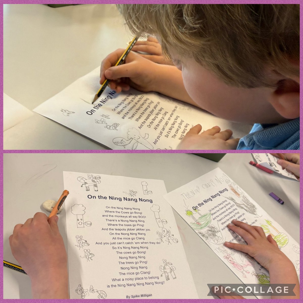rhosstreet's tweet photo. In honour of World Poetry Day, Blwyddyn 2 listened to the wonderfully witty poet Spike Milligan and the recording of his poem โOn the Ning Nang Nongโ, filmed 31 years ago today. Lots of discussion ensued about what it was all about. #RSSread #RSSlit #RSScfw #RSSarts https://t.co/w7KYLWNTbk