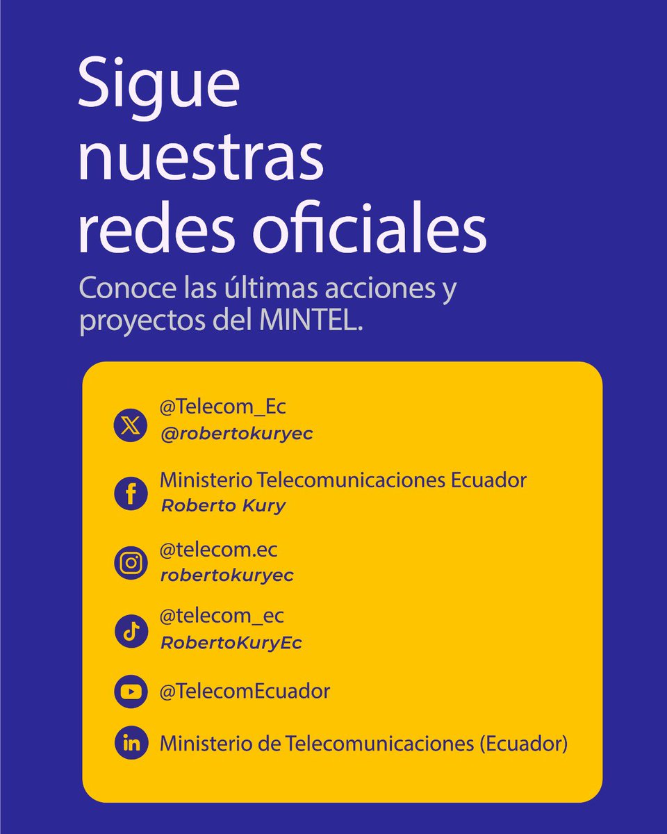 Ministerio de Telecomunicaciones Ecuador 🇪🇨 tweet media