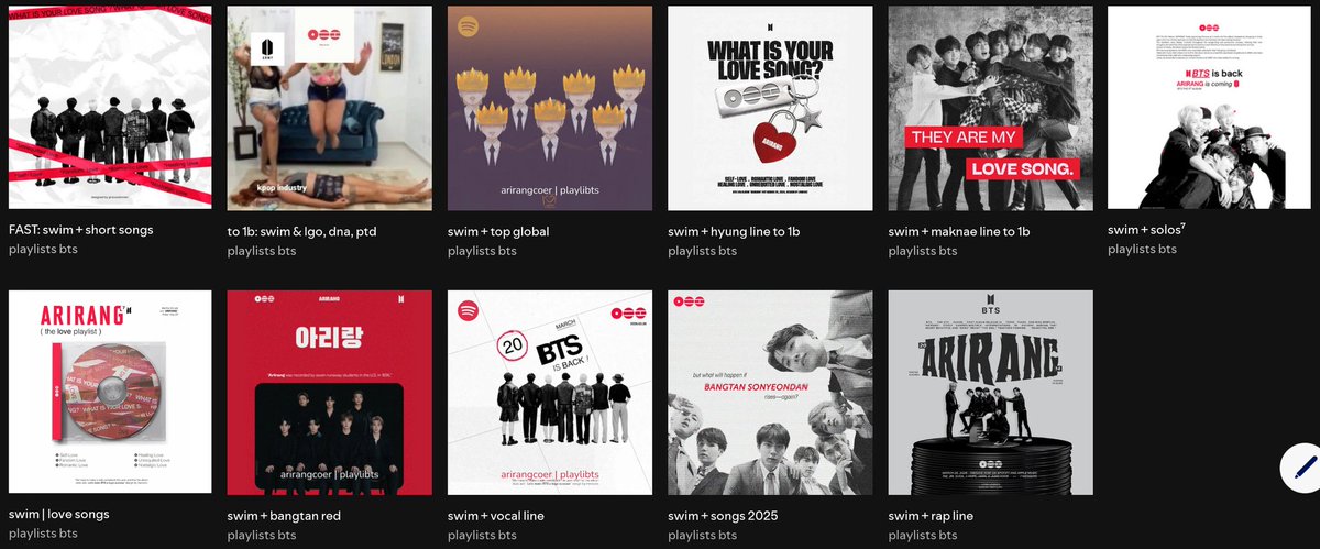 playlibts's tweet photo. las playlists que se vienen para #ARIRANG &amp; #SWIM, hay como 80 o más playlists focus, estas playlists las podrán encontrar en este perfil (aún siguen en actualización)

🖇️: https://t.co/GLt8RgVFAO https://t.co/IFbCG8AiQO