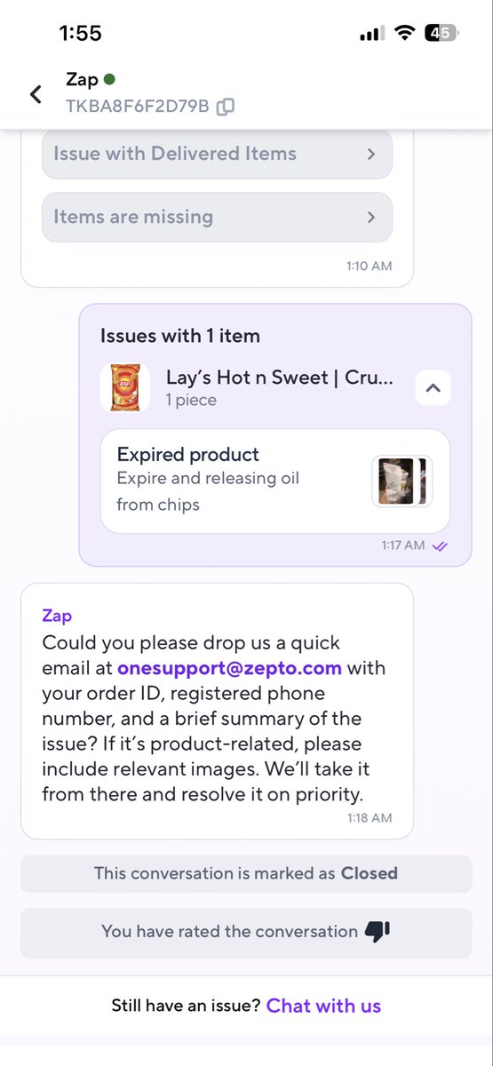 vyzen_era's tweet image. Received an expired product today (18 March 2026) from @ZeptoNow. No response on my return request, even after calling the branch manager near Shapoorji (number given by delivery partner)

Is this your service quality? This is unacceptable.
#Zepto #CustomerService #BadExperience