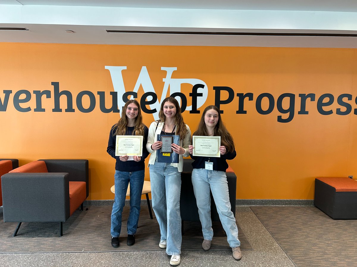 Ms_Wilczak's tweet photo. A special congratulations to Amber, Bianca, and Quinn for winning Best Position Paper for the General Assembly. They worked effectively as a team to represent Costa Rica and address the global refugee crisis. You made Borough extra PROUD! Well deserved team! @WeAreMPSD https://t.co/dYhKB6bpyz
