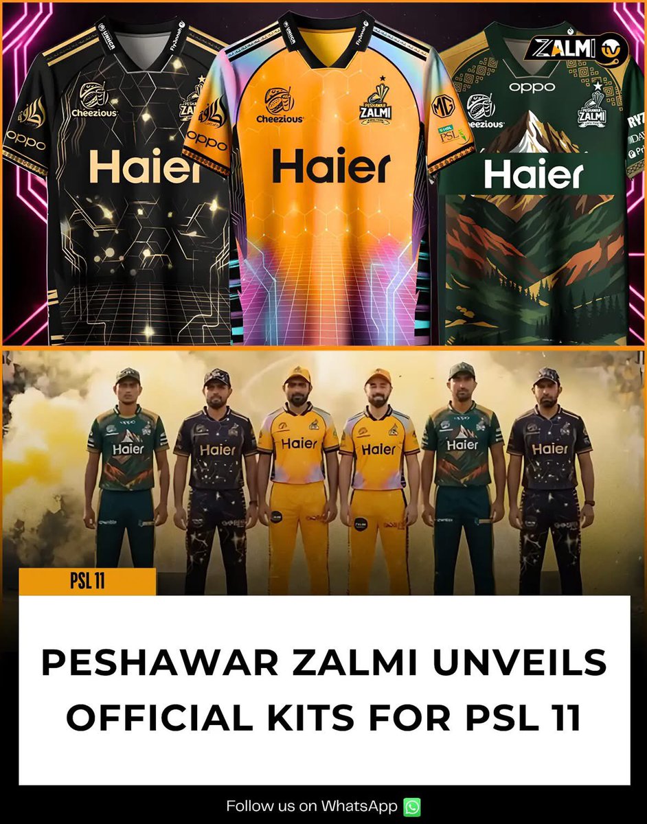 ZalmiTVPashto's tweet image. پيښور زلمي پي ایس ایل یوولسم لپاره نوی ورزشي لباس رسنیز کړو.پيښور زلمي درې ‌‌‌‌‌‌ډوله لباس رسنیز کړی 
Peshawar Zalmi New Kits For PSLXI
#PSLXI #PeshawarZalmi #Kit #ZalmiTvPashto