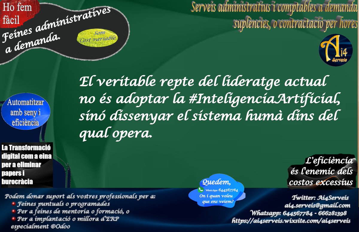 serveis38965's tweet photo. Els #directorsfinancers i els #directorsdoperacions ja no trien els sistemes tecnològics,
les seves competències son de valoració de si serveixen a les seves necessitats i utilitats.
L'estandardització és el veritable estalvi de costos.
#SolucionsAi4 #GestioEficient https://t.co/uBL3XVfsQJ