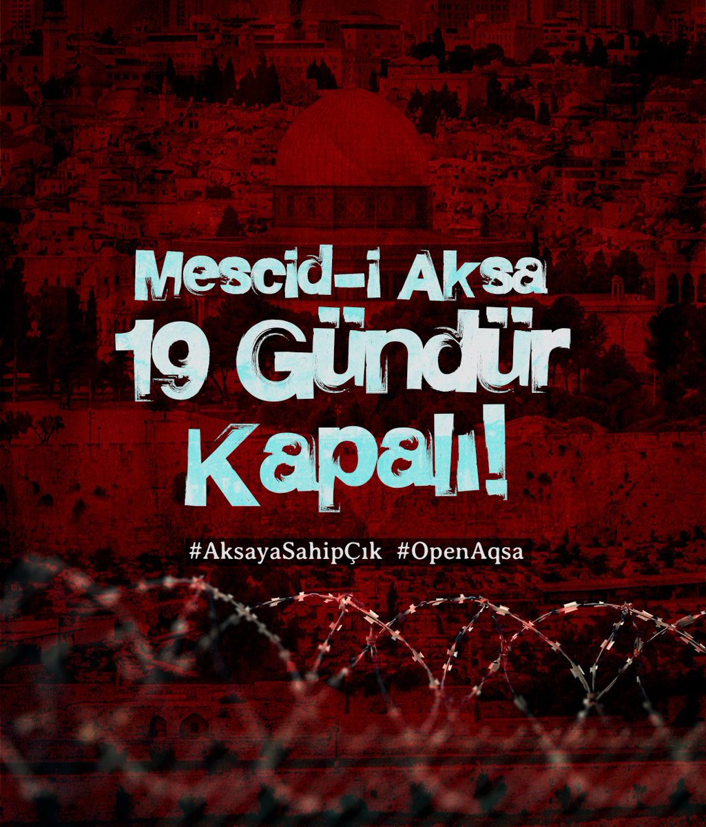 aduisar_'s tweet photo. Mescid-i Aksa 19 gündür kapalı!

#AksayaSahipÇık    #OpenAqsa https://t.co/JM3qTcrplx