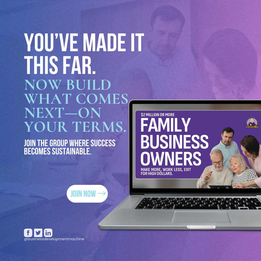 BillBaylis's tweet image. If you’re ready to build what’s next on your terms, join the group and get in the room with owners who are serious about long-term value: alignable.com/join/fktghmwej… 

#businessowners #CPA #familyownedbusiness #businessstrategy #exitstrategy #successonpurpose #businesssuccession
