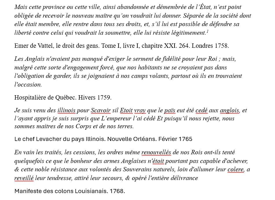Protestation contre le transfert d'allégeance ou de souveraineté des années 1760 en franco-Amérique au regard du Droit des gens de Vattel. La chute de la #NouvelleFrance, c'est un cours expérimental de philosophie des lumière, c'est la #révolutionfrançaise qui commence