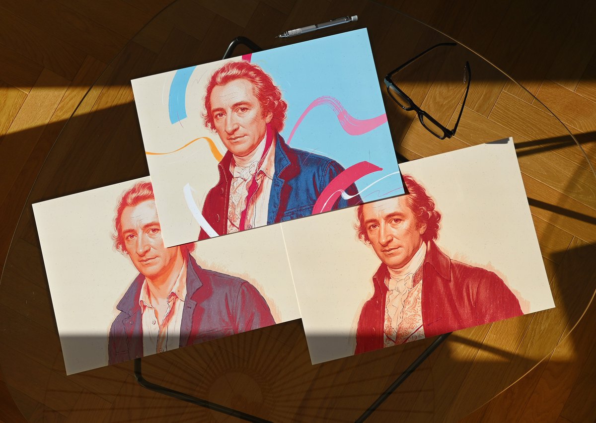 BartoszKosowski's tweet photo. Portrait of Thomas Paine for Free Society magazine for the article about how his ideas are still valid nowadays.

The idea for the portrait was to present Paine as a man who is rooted in the 18th century yet who is still very modern. https://t.co/5fR1IZ5nMI