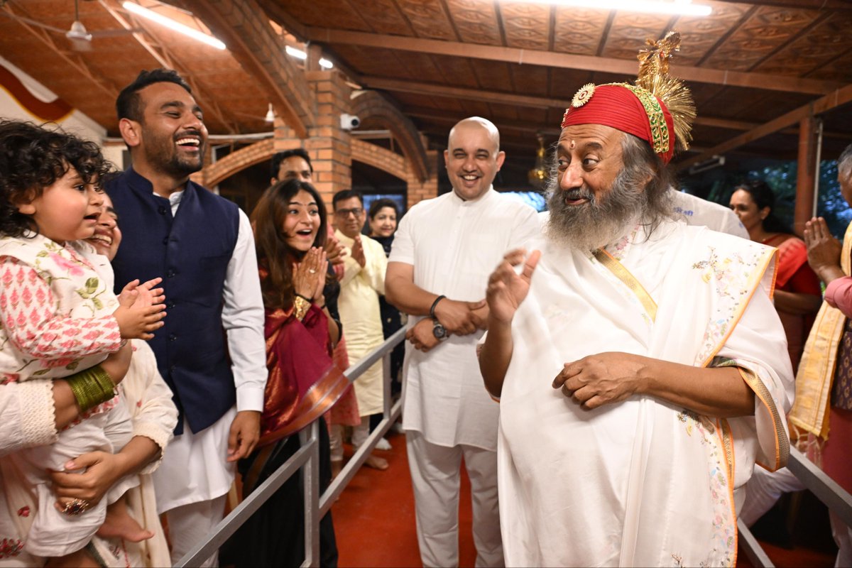 i_am_a_sadhak's tweet photo. Question - Gurudev, Why do we chant ‘Om’ three times?

@Gurudev Sri Sri Ravi Shankar ji - Om is made of 3 syllables ‘Aa’, ‘Uu’, ‘M’. That is why we chant 3 times. You can say that it is for the lower body, middle body and upper body, like we do three stage pranayama.

If we do it 4 times, even then you will ask me why 4 times? If you want you can do it 4 times. Whenever you choose a number there need not be any reason for it. You want to do it 5 times, you can do it.

Question - Gurudev, how to handle emotions? Even when doing sadhana and seva, sometimes negative emotions come up and disturb me a lot. I am unable to find a solution.

@Gurudev Sri Sri Ravi Shankar ji - Have you noticed that it is already much lesser than before? (Answer: Yes, substantially less, around 60%) That is a good thing. Does it give you hope that it will become lesser and lesser as you continue? That is your answer!

Question - Gurudev, I am a YES student (@ArtofLiving Course for School Kids). My school syllabus is very vast. I do not manage to retain much on the exam day. Can you suggest what to do to increase the capacity of my mind?

Gurudev Sri Sri - Relax! Listen to music. Do something creative. A few minutes of silence and a nature walk will help. Observing the nature is good.

Question - Gurudev, I have read in one of your book, ‘God Loves Fun’, that we should not try to possess what we love. Does that also mean that we should not marry the one we love? Is marriage also possession?

@Gurudev Sri Sri - I never said that! Choice is yours and blessing is mine. Whether before marriage or after marriage, if you are too possessive then the other person will run away. Trying to control somebody, possess somebody may not be a very intelligent idea.

Question - Gurudev, if what we see and hear is not the truth and yet our mind experiences life and the world only through our senses. So if 99.9% of all our actions are based on wrong view, what is the use of partaking in any actions?

@Gurudev Sri Sri - Even that action is also not real. Whatever action you do is also not real. If everything is not real then not just your thought but your action is also unreal.

Follow @i_am_a_sadhak for more such amazing wisdom by Gurudev