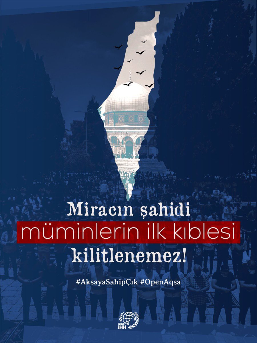 ihhgenc's tweet photo. Miracın şahidi müminlerin ilk kıblesi kilitlenemez!

#AksayaSahipÇık #OpenAqsa https://t.co/TKtZedFk1J