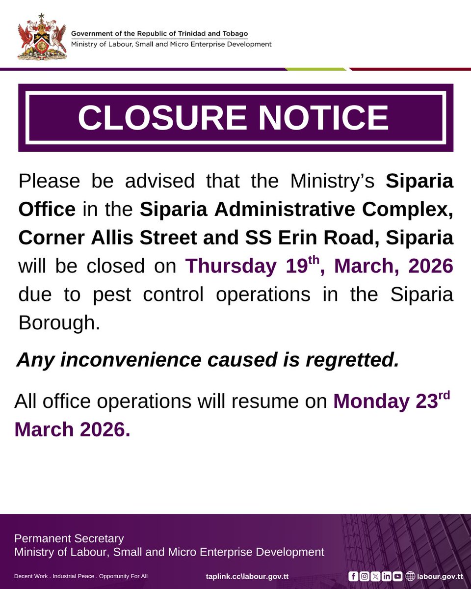 Ministry of Labour, Small & Micro Enterprise Dev. tweet media