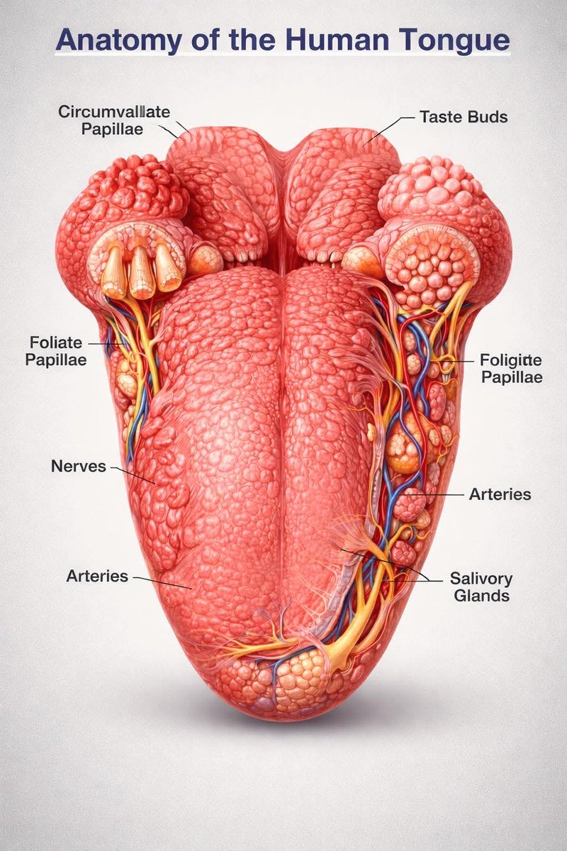 qosco_ksa's tweet photo. Anatomy of the human tongue 👅

#qosco  #كوسكو https://t.co/auOQanIMTg