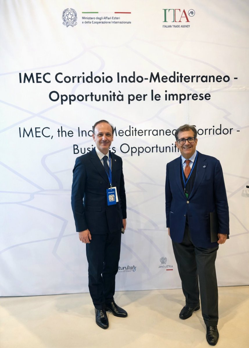 guglielmopicchi's tweet photo. Rappresentare SACE al summit di IMEC Forum Trieste 2026 è stato estremamente importante.
Un sincero ringraziamento al Vice Presidente del Consiglio e Ministro degli Esteri Antonio Tajani per l’invito e al Presidente della Regione Massimiliano Fedriga per l’ospitalità.
Il vero motore del corridoio India-Middle East-Europe Economic Corridor sono però le imprese: protagoniste della connettività, degli investimenti e della proiezione internazionale del Sistema Italia.
Trieste si conferma hub strategico europeo, punto di ingresso naturale di una rete che collega Indo-Pacifico, Medio Oriente ed Europa — in piena sinergia con iniziative come la Three Seas Initiative.
SACE è pronta a fare la sua parte: trasformare visione in progetti concreti, sostenendo la competitività delle imprese italiane lungo tutta la catena del valore globale.