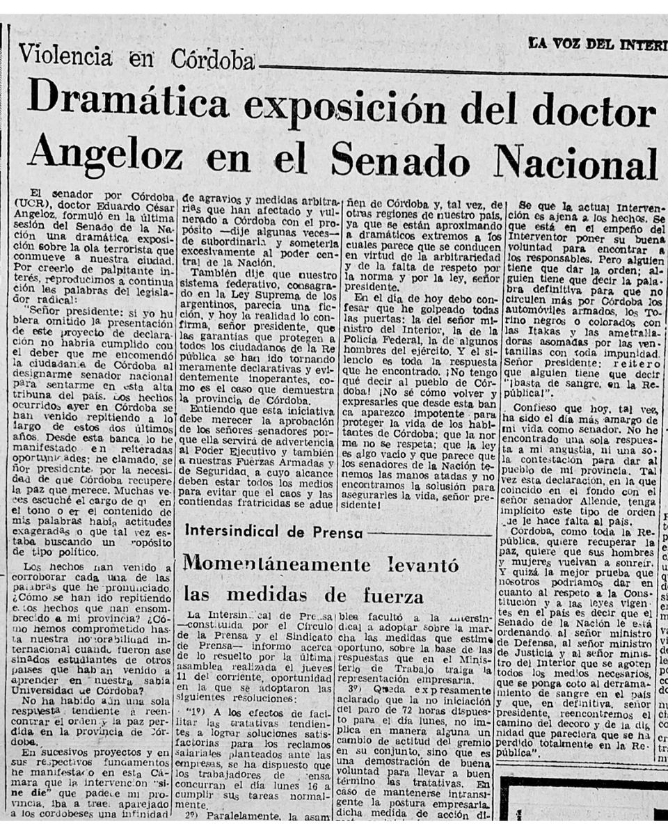 soy_el_76's tweet photo. 📰 La Voz del Interior
📍 Domingo 14 de marzo de 1976

💬 "Gravísimos atentados se registraron anoche en Córdoba"

#argentina #lavozdelinterior #atentados #cordoba https://t.co/X0i0FUAmVH