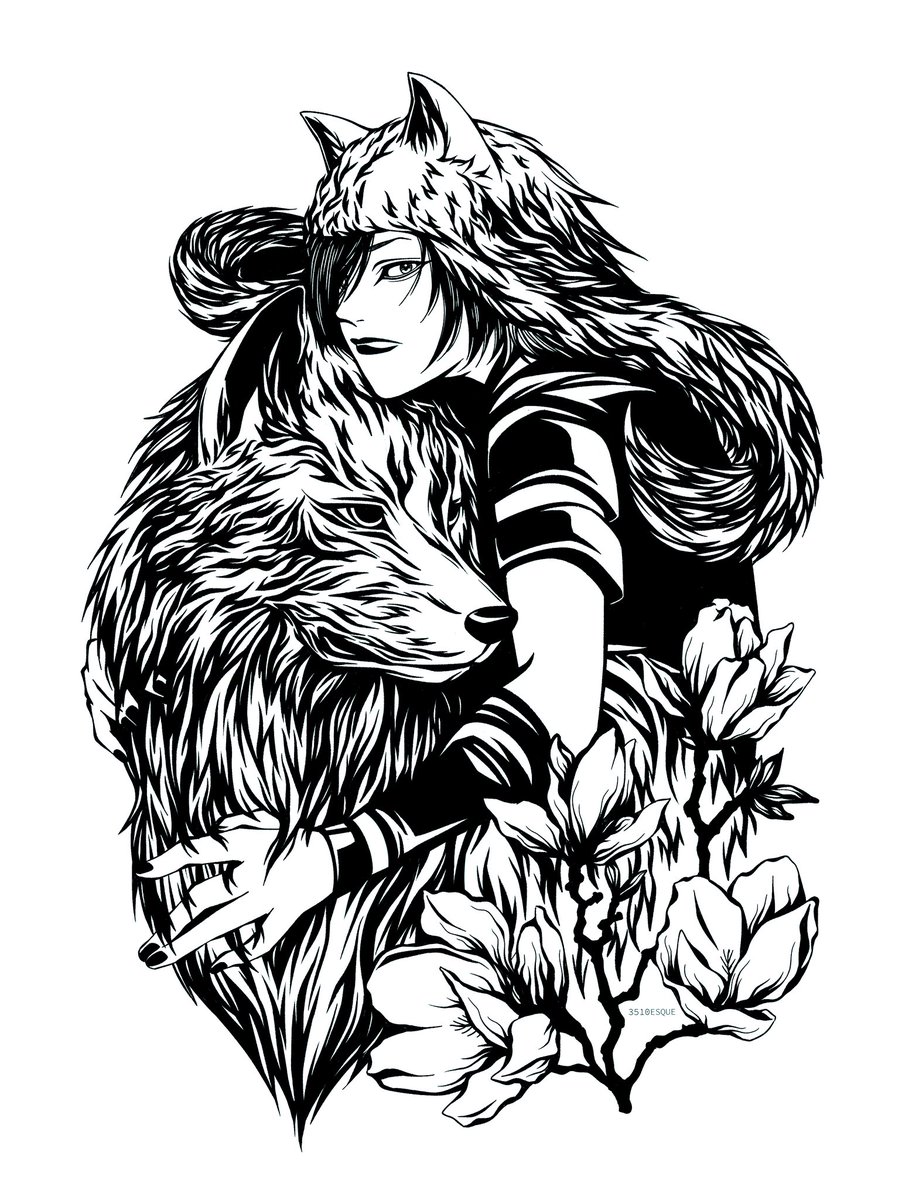 3510esque's tweet photo. 狼 少年 花 iIlustration wolf boy flower
 #art #V系 https://t.co/Yr0GP3Mbe6