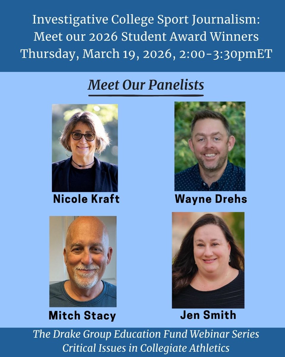 Join us today for Webinar 55, where we will meet some of our 2026 student award winners.  
us06web.zoom.us/webinar/regist…

#journalism #collegeathletics #collegesport