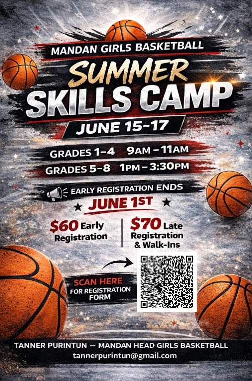 BravesGBB's tweet photo. Warm weather means summer is right around the corner! Make sure to register for Mandan Braves Girls Basketball Camps! Great opportunity for girls entering grades 1st through 8th to improve their skills! https://t.co/7t5l1TD4fY