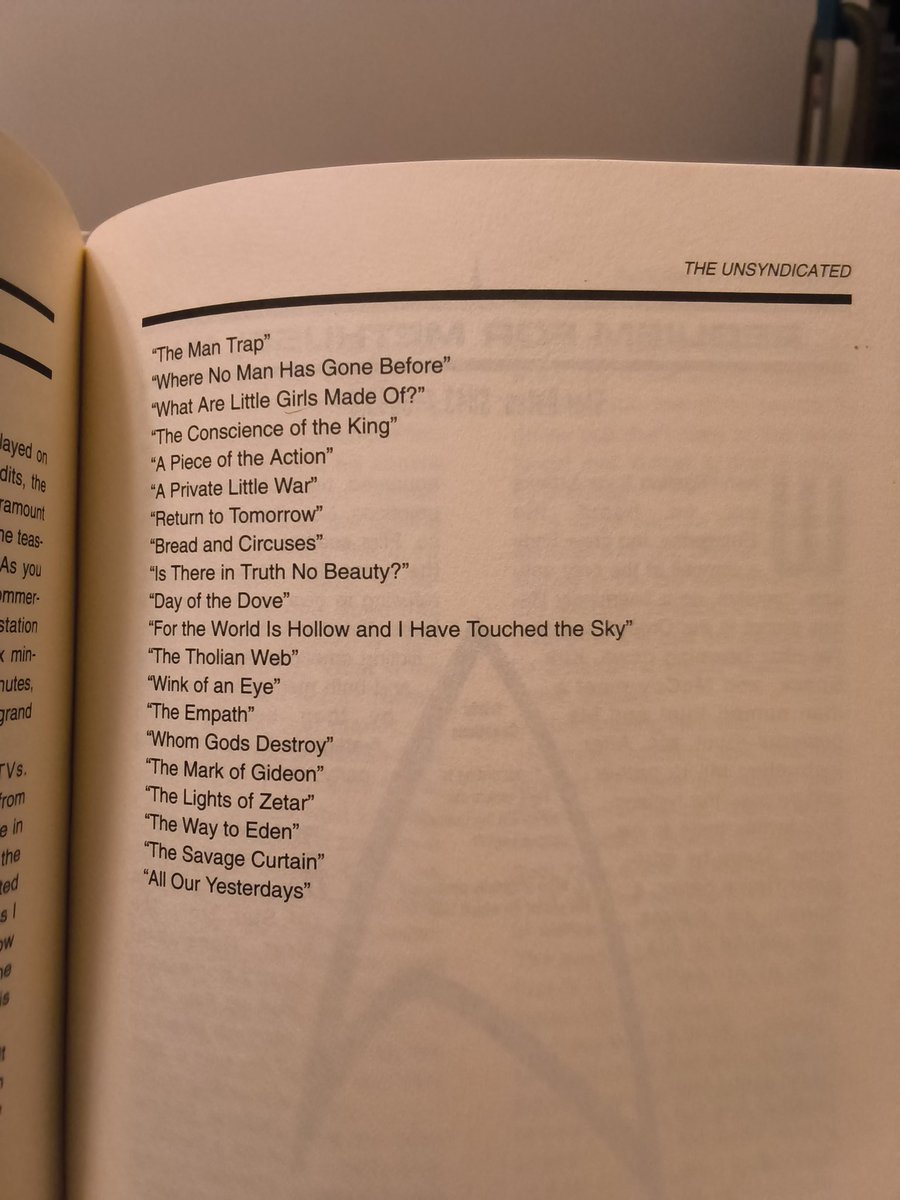 ScottimusPrime1's tweet photo. **As of 1994**, when #NitpickersGuide came out, twenty episodes had no cuts for syndication reruns' added commercial time 😮 This, along with Monday night's #TheManTrap, is one of them 😎 #AllStarTrek #TOS #WhereNoManHasGoneBefore https://t.co/xFSlTzx4ql