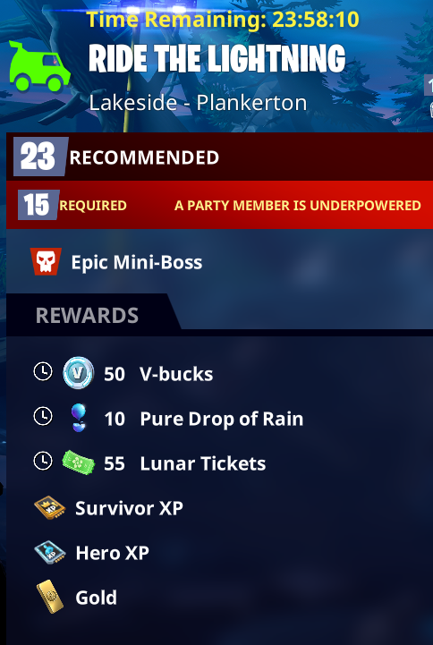 Plankerton 23 has 50 v-bucks! please make sure you do this mission BEFORE downtime as epic will update STW and it might reroll mission alerts.