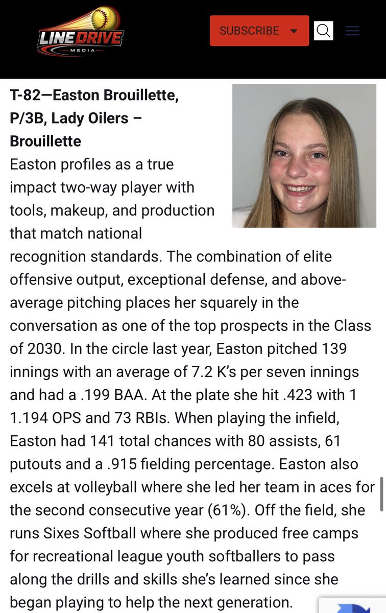 sixessoftball's tweet image. Ranked #82 in my 2030 class by @LineDsoftball! Just the beginning. :)

#grindhouse #hardwork #workhard #softball

@ExtraInningSB @RecruitMatador @ondecksoftball @SoftballDown @NCSA_Softball @PrepSoftball @SBRRetweets @LegacyLegendsS1 @TopPreps @sportprepx @directrecruits