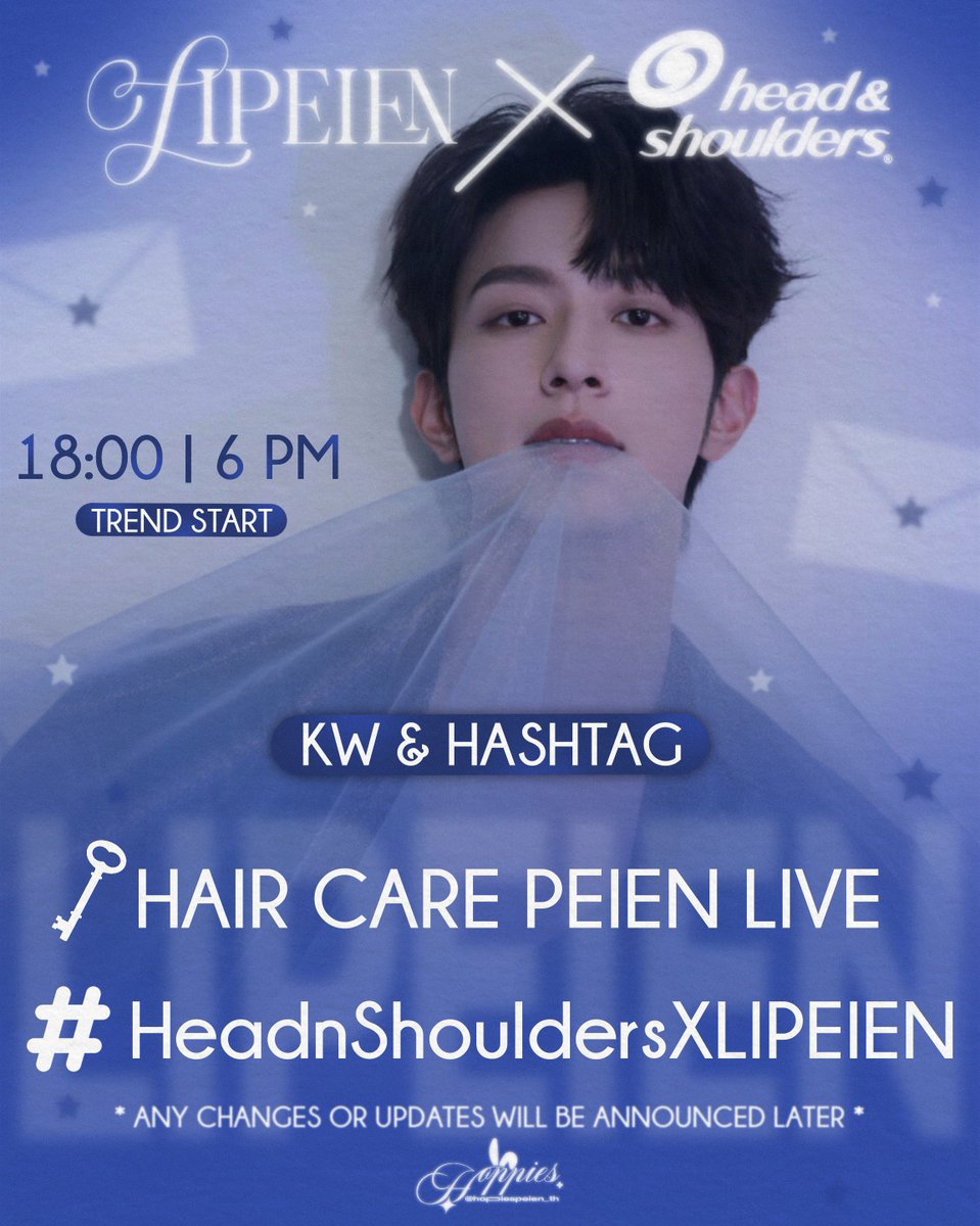 📢 ประกาศ  KW กับ HASHTAG สำหรับการไลฟ์ของเพ่ยเอินวันนี้ค่ะ

🔑HAIR CARE PEIEN LIVE
#️⃣HeadnShouldersXLIPEIEN

💌 เริ่มเทรนด์เวลา 18:00 น. (GMT+7) รบกวนไม่เทรนด์ก่อนเวลานะคะ

#李沛恩 #LiPeiEn #SeekyLi