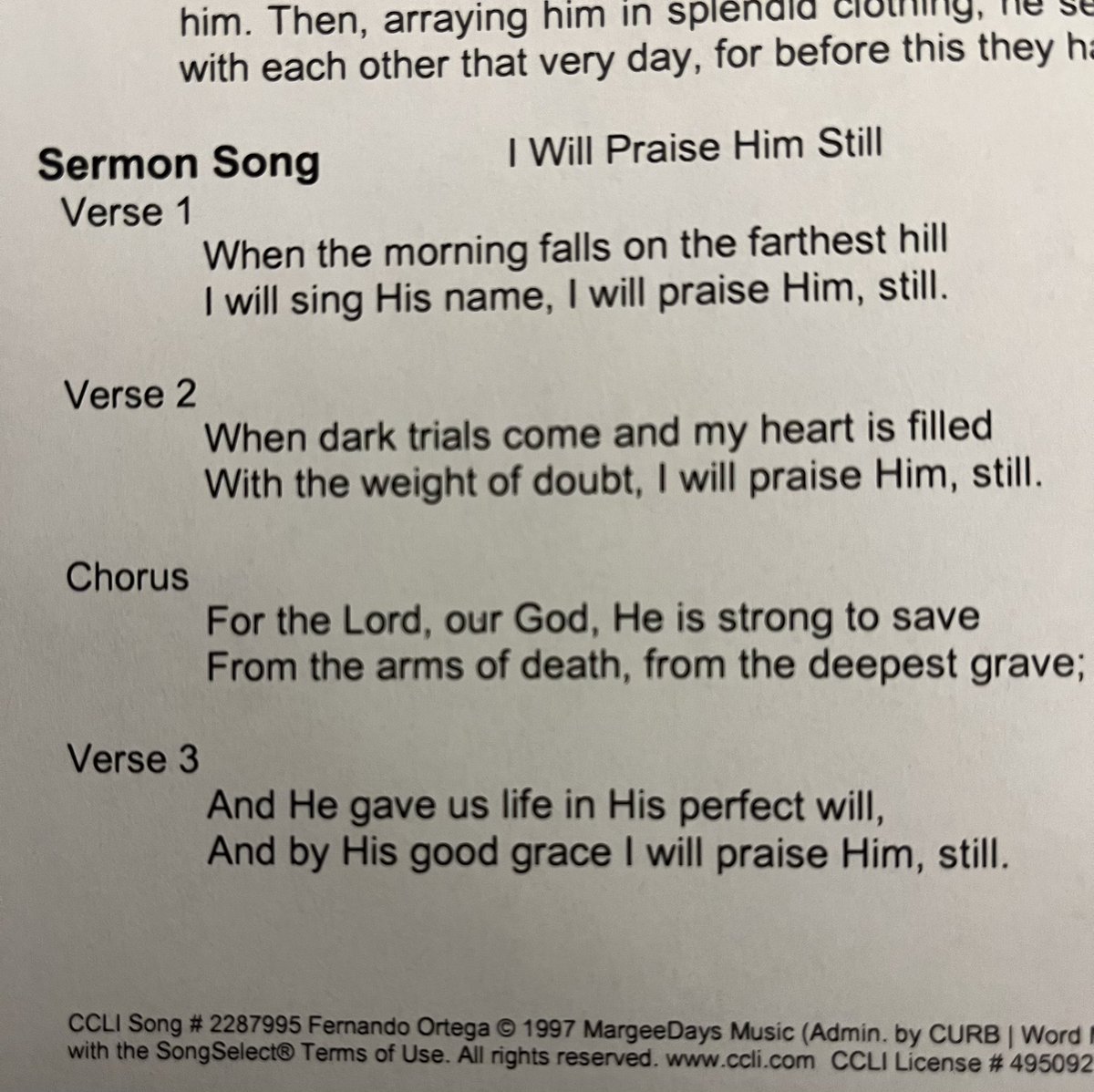 Perfect song to lead into this evening’s sermon. Thank you <a href="/Ferndiggity/">Fernando Ortega</a> !