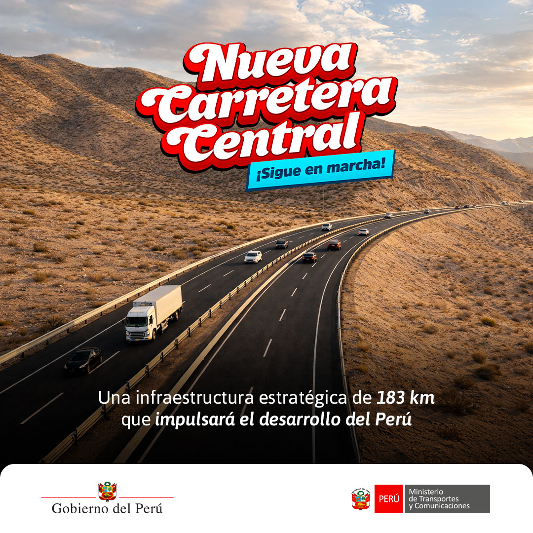 MTC_GobPeru's tweet photo. 🛣️✨ ¡La Nueva Carretera Central sigue en marcha!

🚚 👨‍👩‍👧‍👦 Una obra estratégica que conectará mejor al país, impulsando el desarrollo, el comercio y la calidad de vida de millones de peruanos. 🇵🇪

✅ Con infraestructura moderna y de gran escala, seguimos construyendo un Perú más conectado. 🙌

#MTC #NuevaCarreteraCentral #Infraestructura #Conectividad