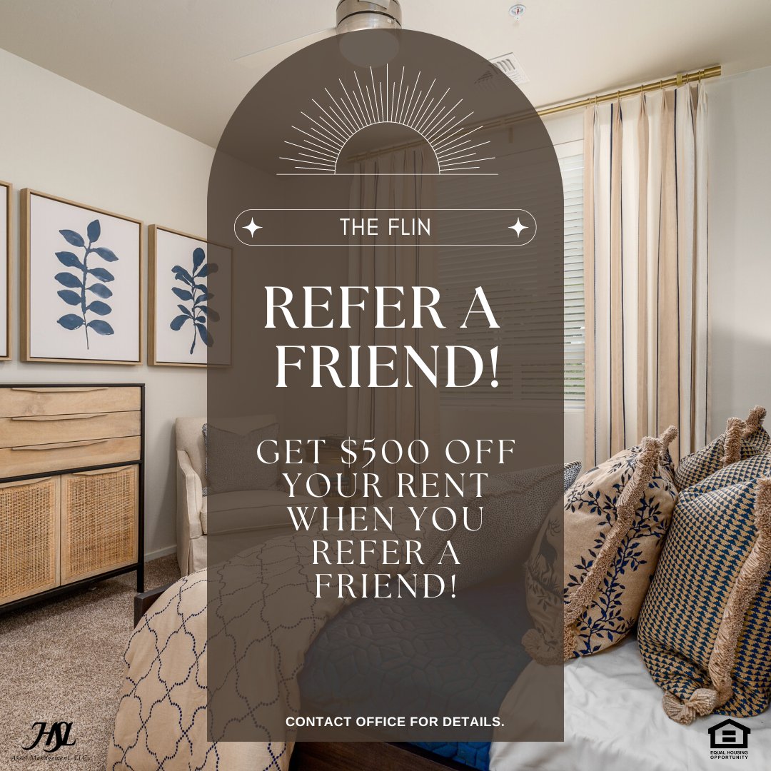 TheFlin8's tweet photo. Do you know about our resident referral program? To find out more on how to get a $500 referral credit, contact our office for details.

[Equal Housing Opportunity]
HSL Asset Management, LLC. https://t.co/YdlXxp9SOR
