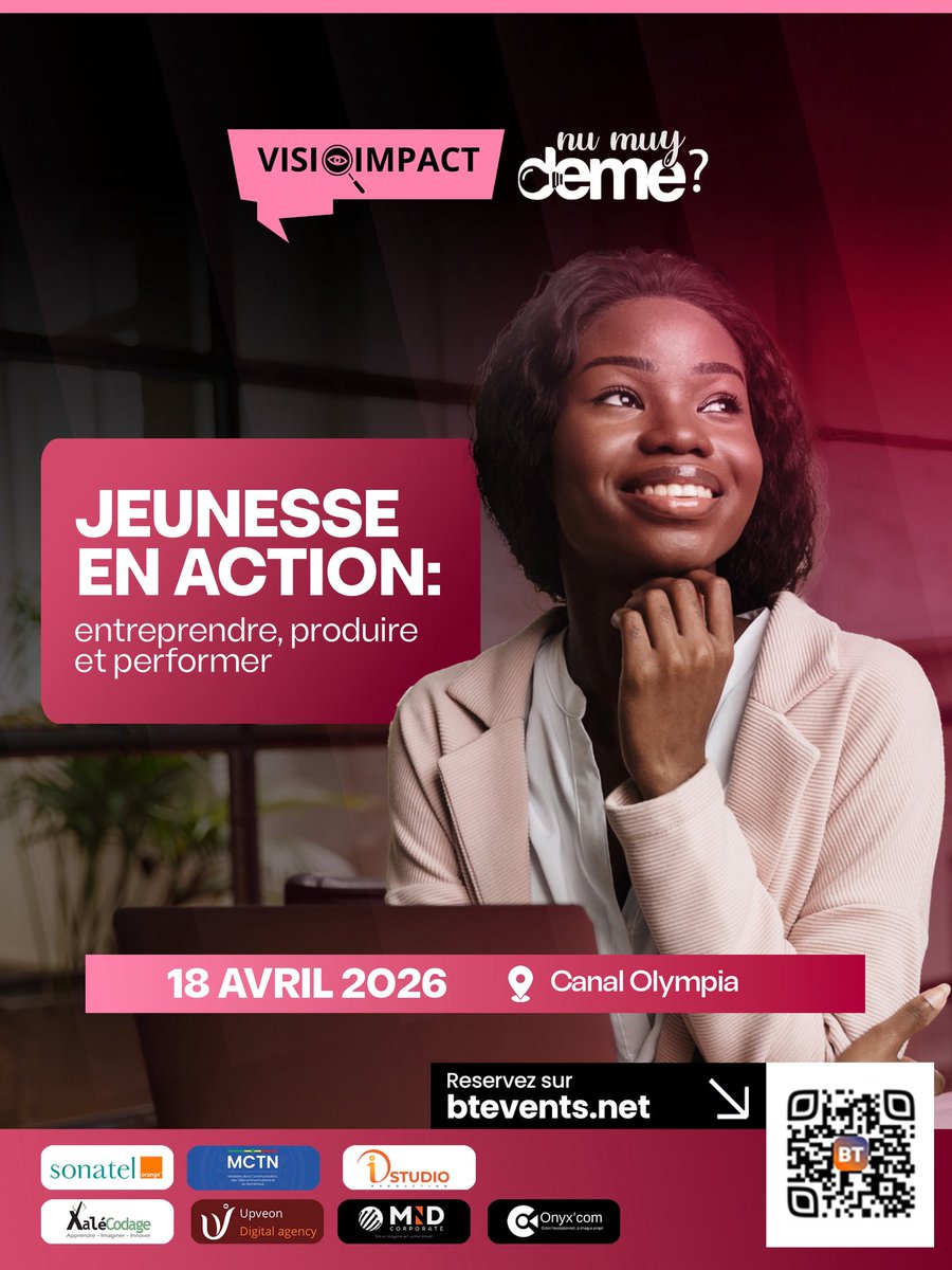 Noo_IDcard's tweet photo. ‼️ VISIO IMPACT 2 🚀
Là où les idées deviennent des projets

📅 18 & 19 avril 2026
📍 Canal Olympia & Maison Rose

Entrepreneuriat, innovation, AgriTech, incubation…

Une plateforme pour transformer les idées en opportunités concrètes pour la jeunesse sénégalaise.

✔️ Lancement de l’e-incubation GreenKer-AgriStart & Numuy Deme avec les ex détenus politiques 

✔️ Masterclass & keynote inspirantes
✔️ Programme 100 % gratuit

✔️ Priorité à une jeunesse engagée

initiation à la robotique pour les enfants de 5 à 12 ans de la maison rose 🤖

Places limitées
🎟️ https://t.co/xexkU1uI4N

Merci au @GroupeSonatel 

@onyx__com x @MND_Corporate x @NumuyDeme x @upveon_digital x @xaleco

Contact sponsor : 767721808

#VisioImpact2 #Entrepreneuriat #Jeunesse #AgriTech #Sénégal