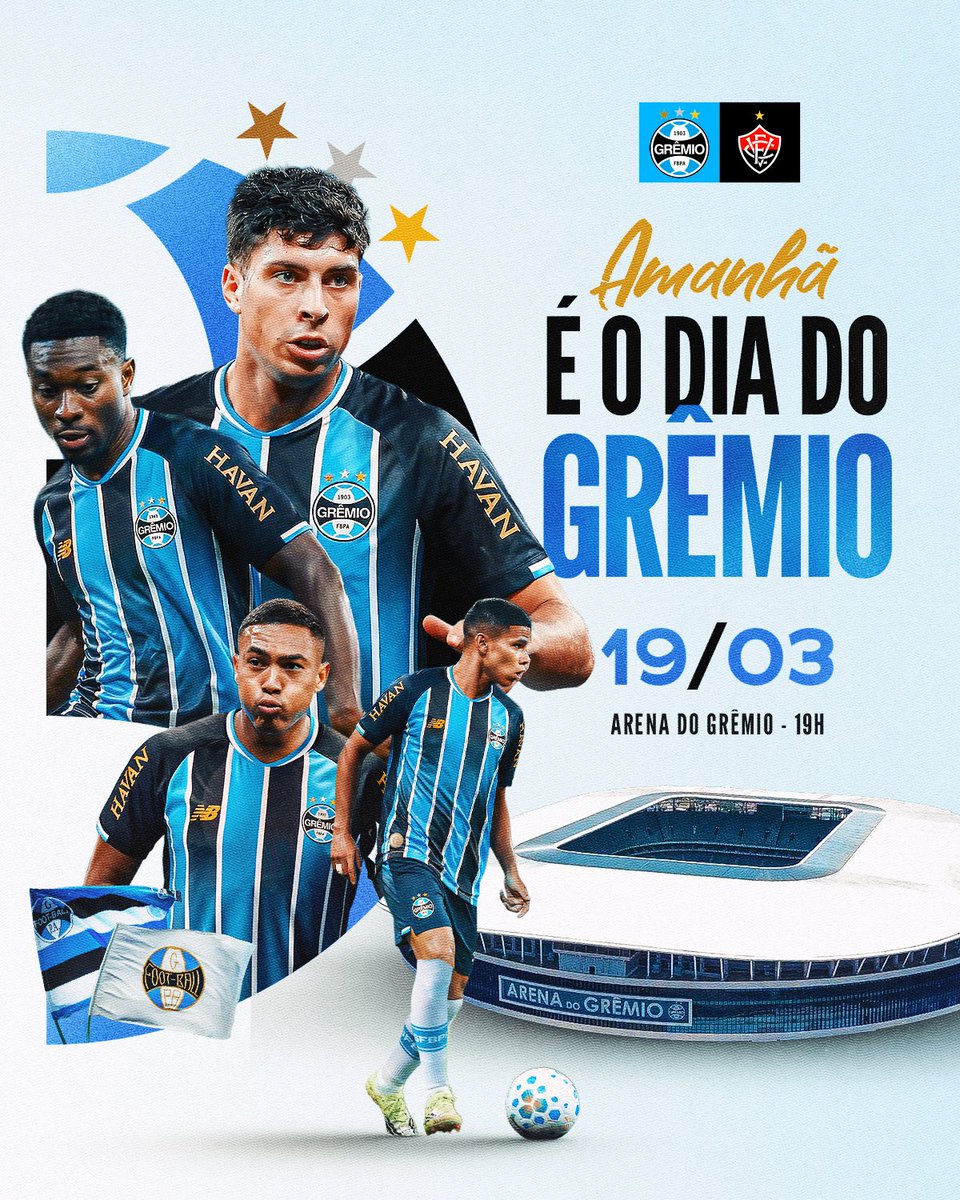 Gremio's tweet photo. SE É DIA 𝟙𝟡/𝟘𝟛, É O DIA DO GRÊMIO! 🇪🇪 Nada mais justo que passarmos essa data ao teu lado, com muito alento na arquibancada. Contamos contigo na nossa casa e de #MantoNovo!

#GRExVIT #Brasileirão2026

Garante o teu lugar em: https://t.co/w5uvS9lwAL https://t.co/IdRySG7cnK