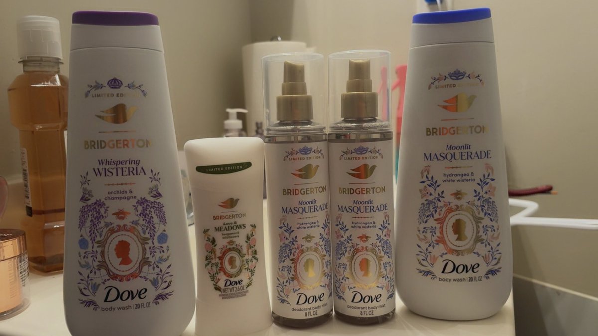 snacks08's tweet photo. My favorites right now #bridgerton #dovesoap https://t.co/AWqIt9c2LV