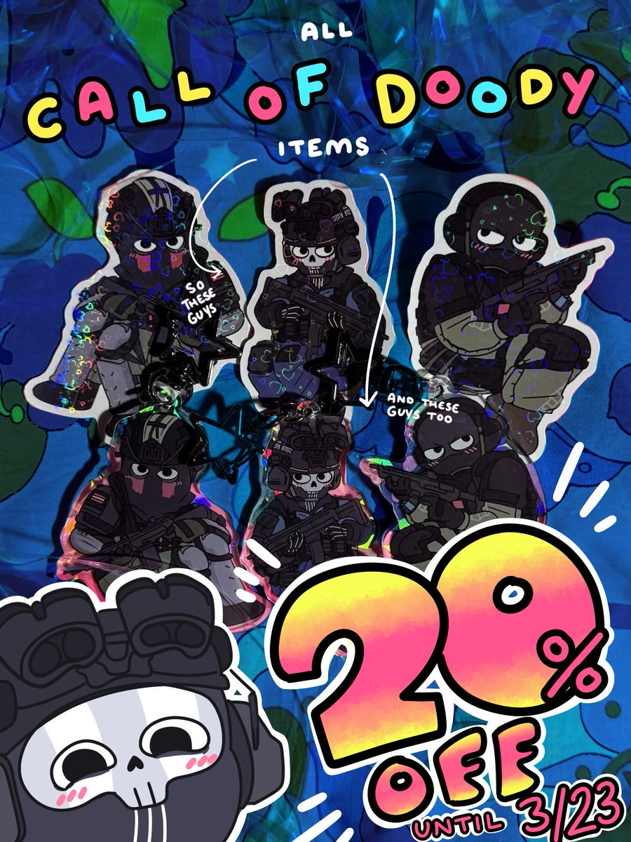‼️ ALERT ALERT ‼️ THE CALL OF DOODY ITEMS ARE ALL 20% OFF ‼️‼️‼️ OMG 2️⃣0️⃣% OFF OMG THEY ARE 20% OFF UNTIL MONDAY MARCH 23 AAAAAHHHH‼️‼️‼️‼️ CHECK THEM OUT IN THE 🔗 BELOW 👇👇👇👇 AAAAA CALL OF MODERN DUTY OF WARFARE AAAAAAHHHHH