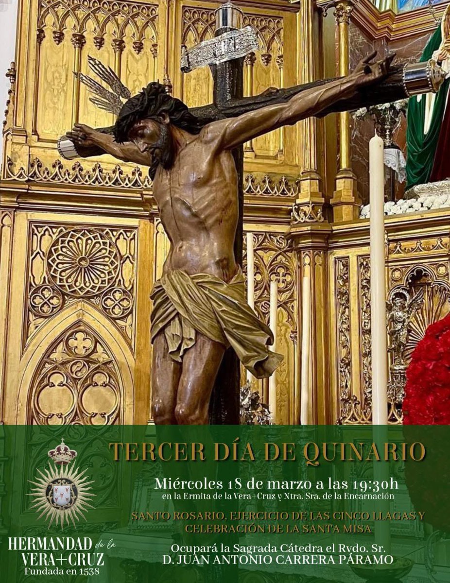 VeraCruzAznal's tweet photo. #CULTOS | Hoy miércoles celebramos en nuestra Ermita el Tercer Día de Quinario en Honor al Santísimo Cristo de la Vera+Cruz, ocupando la Cátedra el Rvdo. Sr. D. Juan Antonio Carrera Páramo.

#VeraCruzAznal
#Cuaresma26 https://t.co/Fq1qPNKQ2I