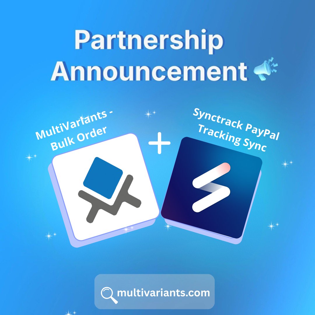 🤝 𝐌𝐮𝐥𝐭𝐢𝐕𝐚𝐫𝐢𝐚𝐧𝐭𝐬 𝐱 𝐒𝐲𝐧𝐜𝐭𝐫𝐚𝐜𝐤 : 𝐒𝐦𝐚𝐫𝐭𝐞𝐫 𝐎𝐫𝐝𝐞𝐫𝐬, 𝐅𝐚𝐬𝐭𝐞𝐫 𝐏𝐚𝐲𝐦𝐞𝐧𝐭𝐬

We’re excited to announce our new partnership between 𝐒𝐲𝐧𝐜𝐭𝐫𝐚𝐜𝐤 and 𝐌𝐮𝐥𝐭𝐢𝐕𝐚𝐫𝐢𝐚𝐧𝐭𝐬 🎉

#Shopify #MultiVariants #Synctrack #ShopifyApps